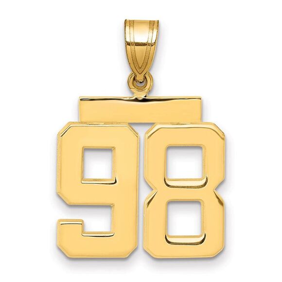 14k Yellow Gold Athletic Collection Medium Polished Number 98 Pendant